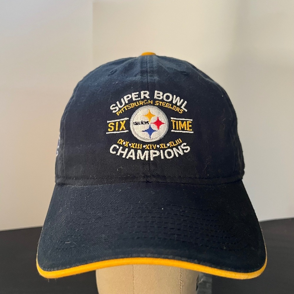 Reebok Pittsburgh Steelers Super Bowl Six Time Champions Hat Black NFL Cap